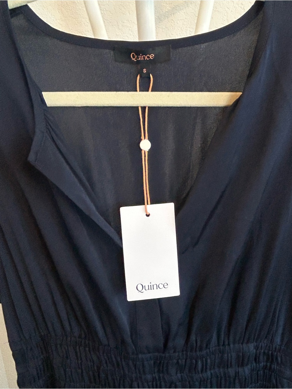Quince Navy Silk Tiered Maxi Dress Small NWT - Picture 2 of 7